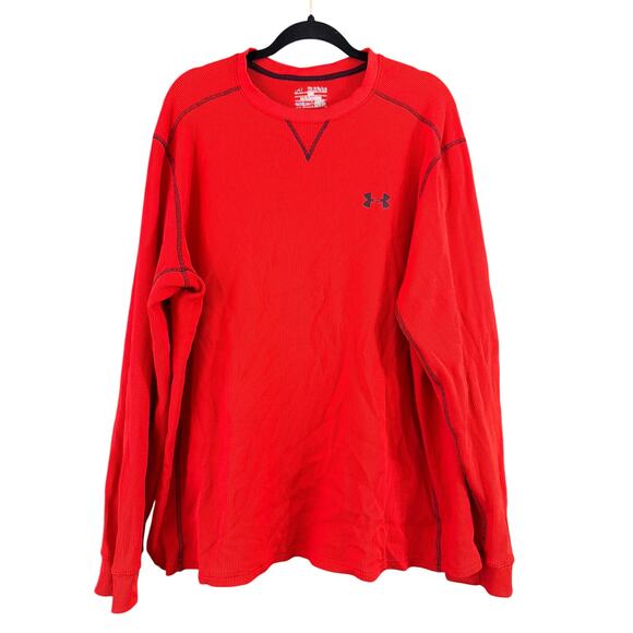 Under Armour Men's Red & Black Loose Fit Long Sleeve Thermal Top Size 2XL - Picture 1 of 5